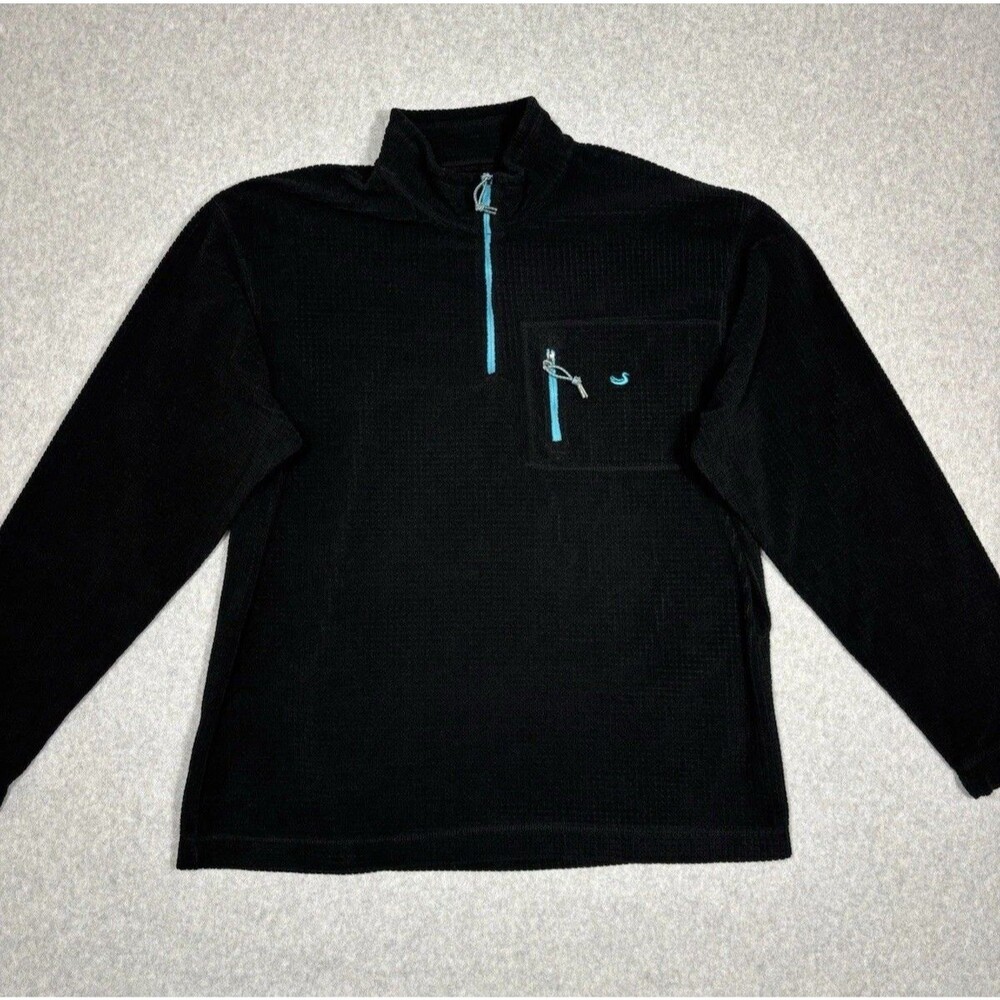 Southern Marsh Men's Sweater Pullover Fieldtec Waffle Knit Black 1/4 Zip Size XL